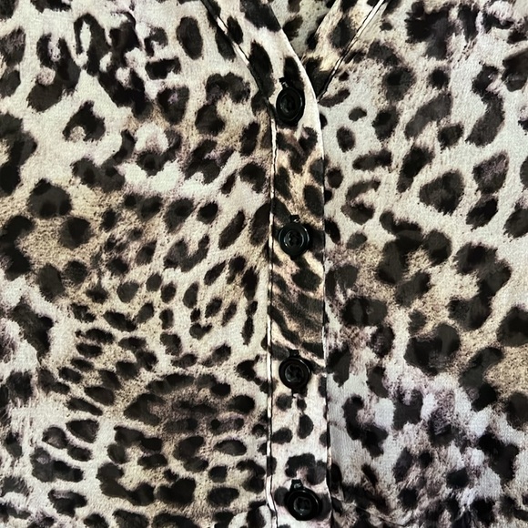 TORRID Leopard White Animal Print Mini Chiffon Sheer Shirt Dress, Size 6X, EUC. - Picture 4 of 14